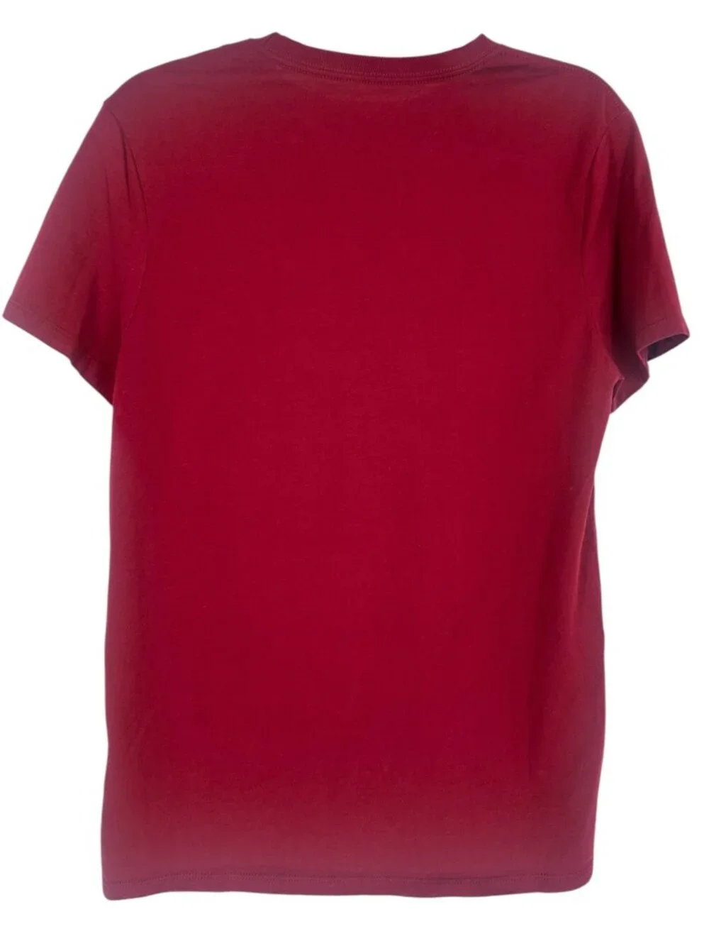 Tommy Hilfiger Men's T Shirt Small Burgundy Stripe Logo Cotton Casual Crewneck